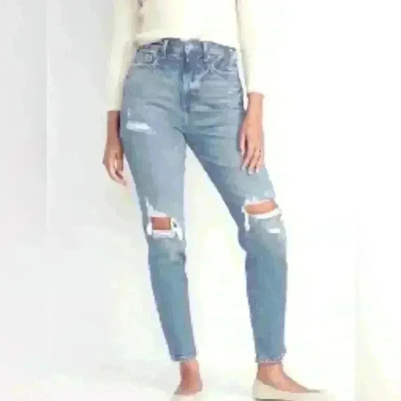 Old Navy High-Waisted OG Straight Ripped Jeans Size 8 Tall - Picture 1 of 5